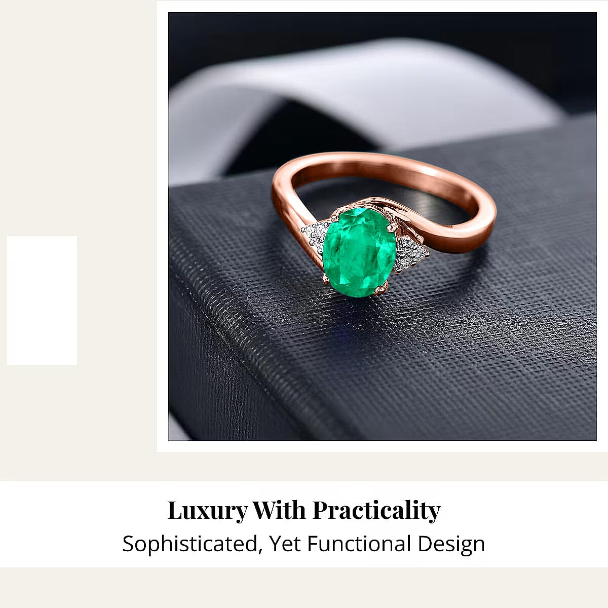 AAAA Kagem Zambian Emerald and Diamond I1 2.00 ctw Ring in 14K Rose Gold (Size 9.0) 4.20 Grams image number 2