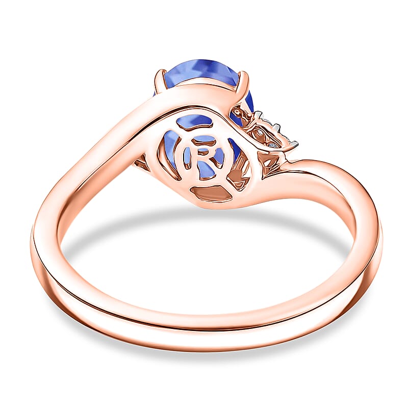 Premium Tanzanite and Diamond 2.10 ctw Ring in 18K Vermeil Rose Gold Over Sterling Silver (Size 10)