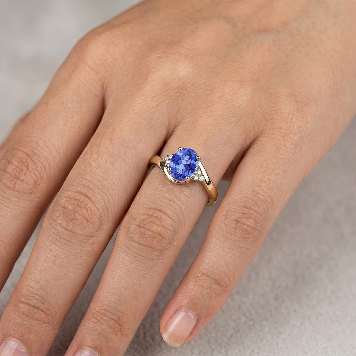 Premium Tanzanite and Diamond 2.10 ctw Ring in 18K Vermeil Yellow Gold Over Sterling Silver (Size 10.0) image number 1