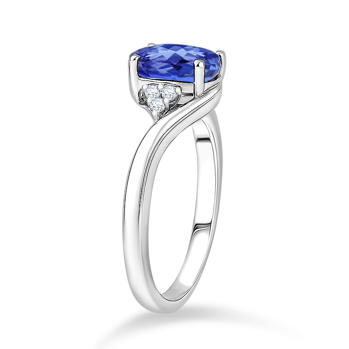 Premium Tanzanite and Diamond 2.10 ctw Ring in Rhodium Over Sterling Silver (Size 10.5) image number 3