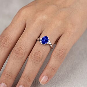 AAAA Tanzanite and Diamond I2 2.10 ctw Ring in 10K White Gold (Size 8.0)