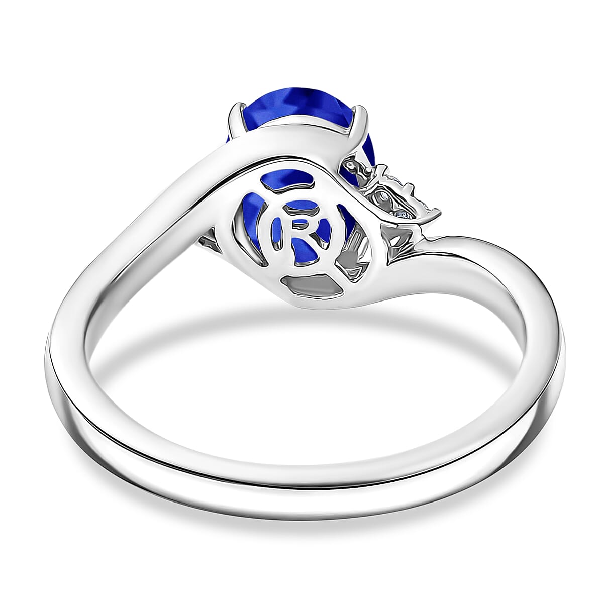 AAAA Tanzanite and Diamond I1 2.10 ctw Ring in 14K White Gold (Size 5.5) 4.20 Grams image number 4