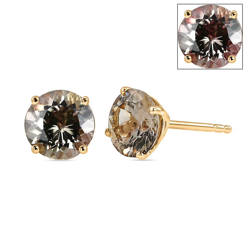 Luxoro 100 Facets AAA Turkizite 3.0 ctw Golden Autumn Glow Stud Earrings in 10K Yellow Gold