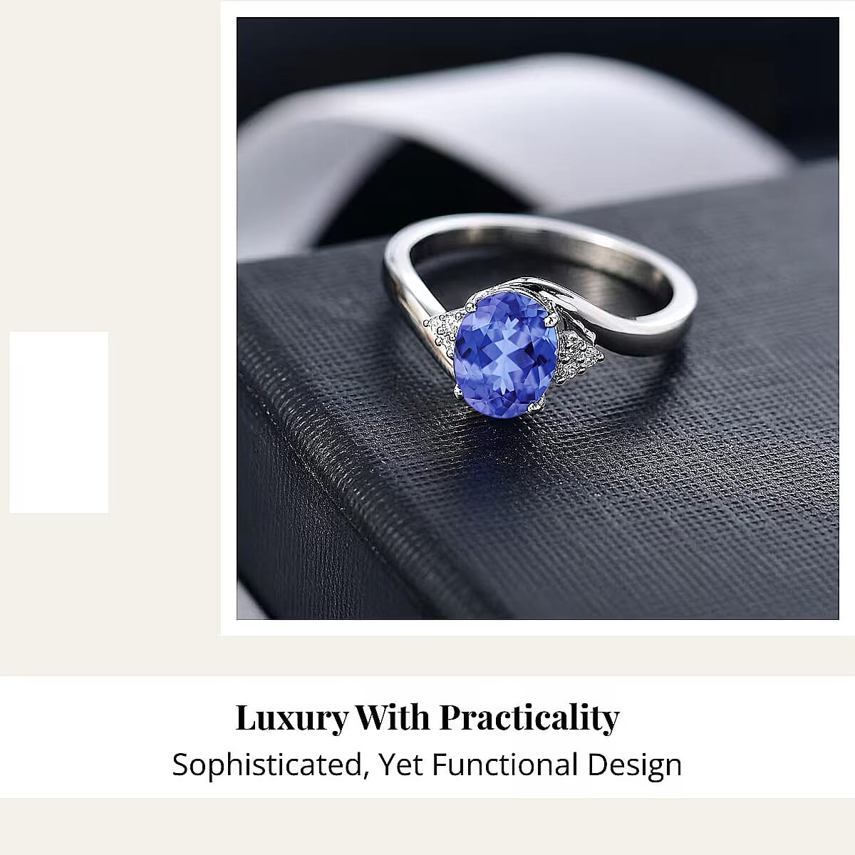 Premium Tanzanite and Diamond G-H SI 2.10 ctw Ring in 18K White Gold (Size 10.5) 4.80 Grams image number 2