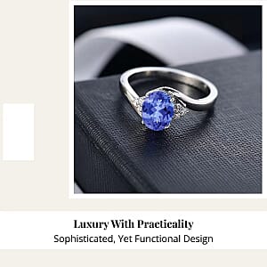 Premium Tanzanite and Diamond G-H SI 2.10 ctw Ring in 18K White Gold (Size 8.5) 4.80 Grams