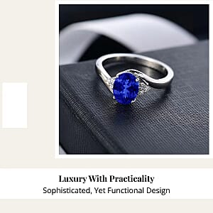 AAAA Tanzanite and Diamond E-F VS 2.10 ctw Ring in 950 Platinum (Size 10.0) 5.80 Grams