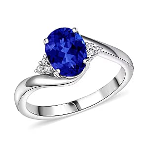 AAAA Tanzanite and Diamond E-F VS 2.10 ctw Ring in 950 Platinum (Size 4.0) 5.80 Grams