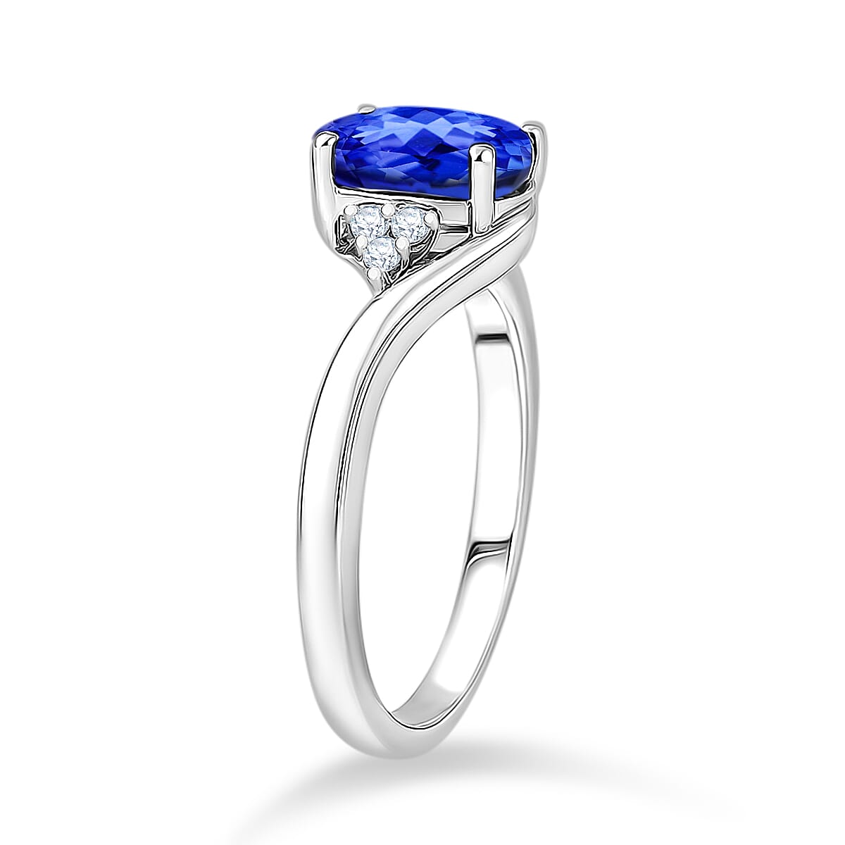 AAAA Tanzanite and Diamond G-H SI 2.10 ctw Ring in 18K White Gold (Size 6.5) 4.80 Grams image number 3