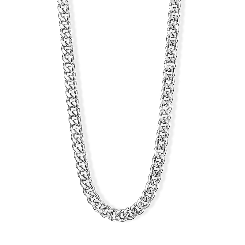 Italian Diamond-cut Cuban Chain Necklace in Sterling Silver 5.40 Grams 20 Inches