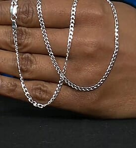 Italian Diamond-cut Cuban Chain Necklace in Sterling Silver 5.40 Grams 20 Inches 