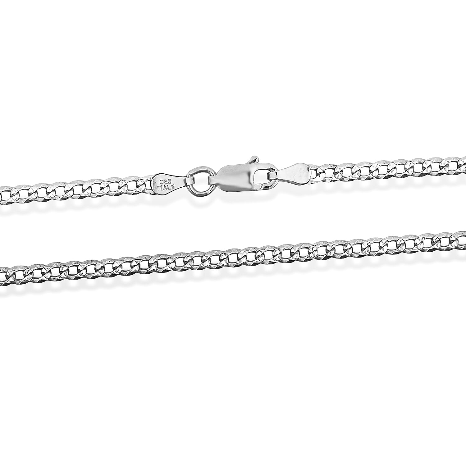 Italian Diamond-cut Cuban Chain Necklace in Sterling Silver 5.80 Grams 22 Inches