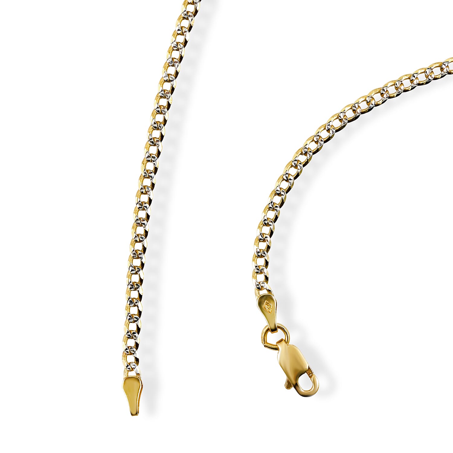 Italian Diamond-cut Cuban Chain Necklace in 14K YG and Rhodium Over Sterling Silver 5.70 Grams 20 Inches