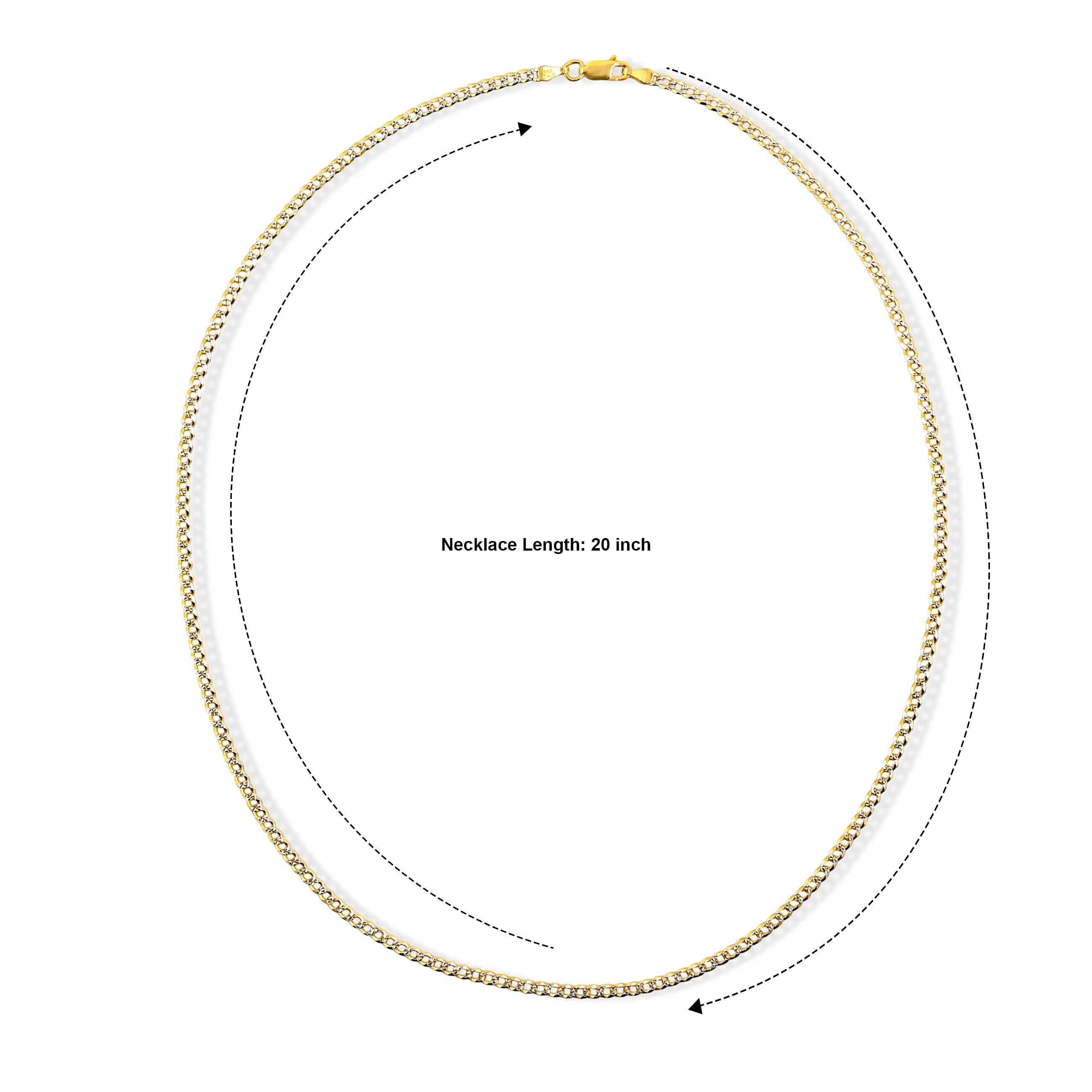 Italian Diamond-cut Cuban Chain Necklace in 14K YG and Rhodium Over Sterling Silver 5.70 Grams 20 Inches