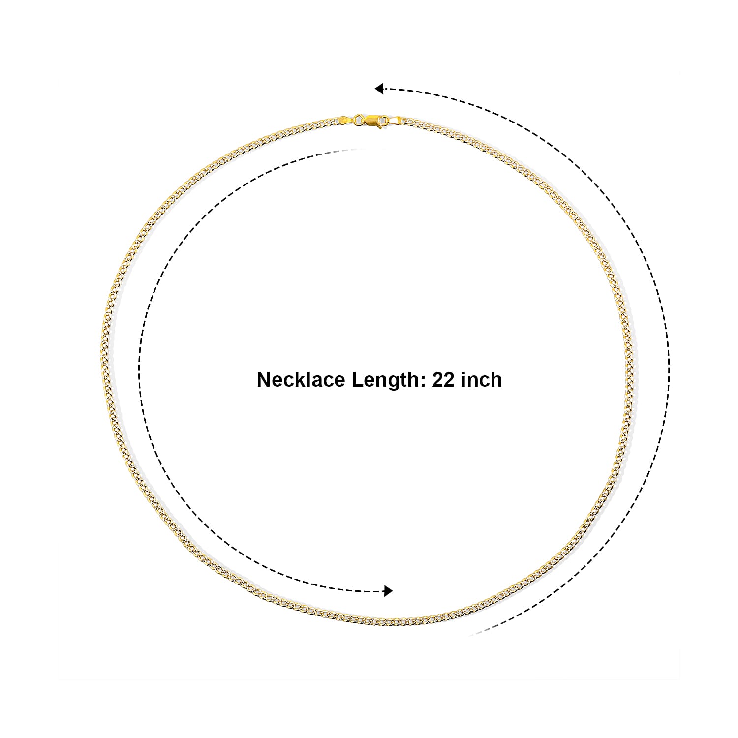Italian Diamond-cut Cuban Chain Necklace in 14K YG and Rhodium Over Sterling Silver 6.10 Grams 22 Inches