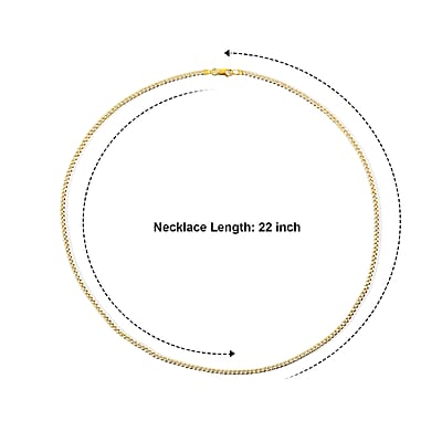 Italian Diamond-cut Cuban Chain Necklace in 14K YG and Rhodium Over Sterling Silver 6.10 Grams 22 Inches