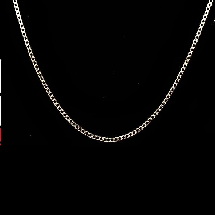 Italian Diamond-cut Cuban Chain Necklace in 14K YG and Rhodium Over Sterling Silver 6.60 Grams 24 Inches