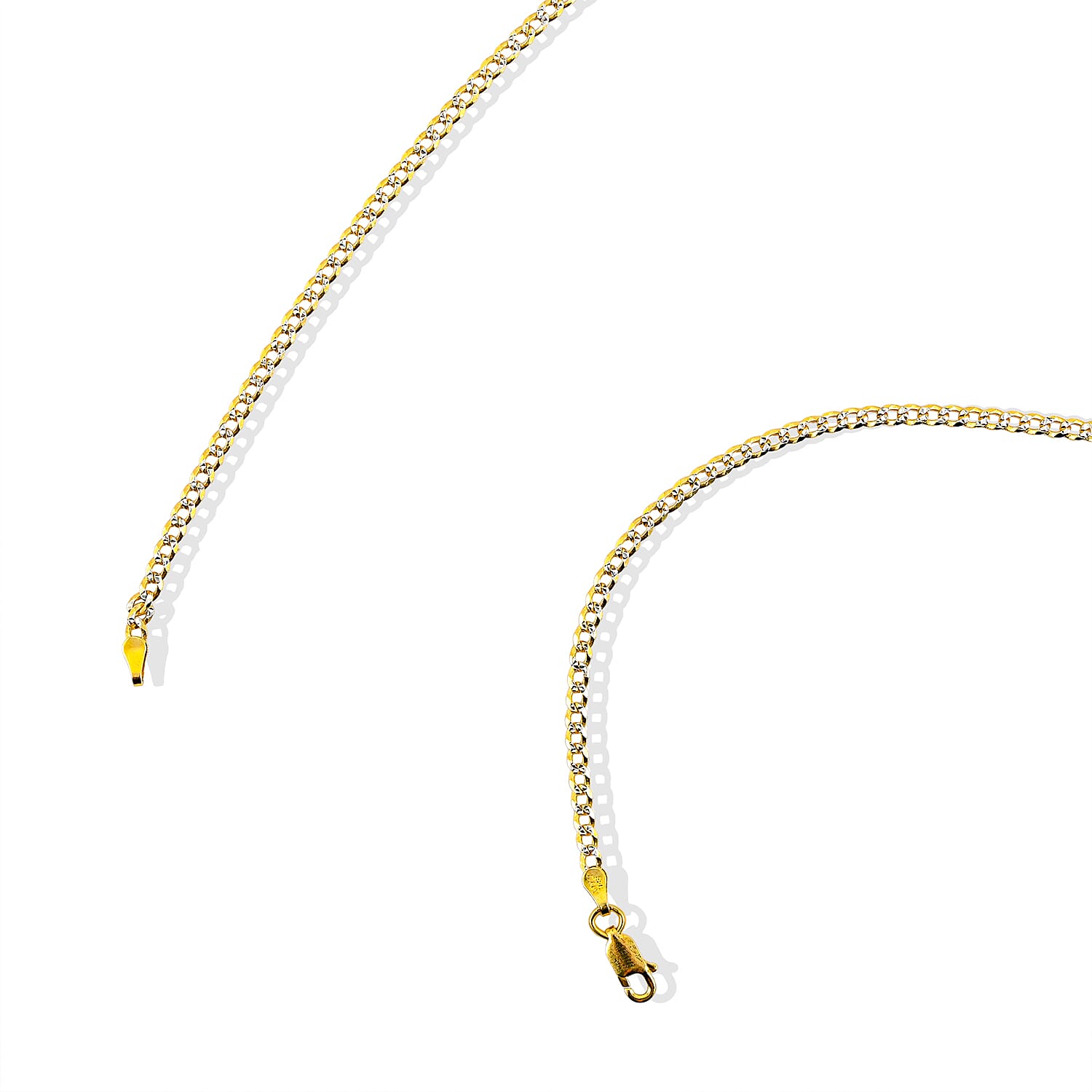 Italian Diamond-cut Cuban Chain Necklace in 14K YG and Rhodium Over Sterling Silver 6.60 Grams 24 Inches