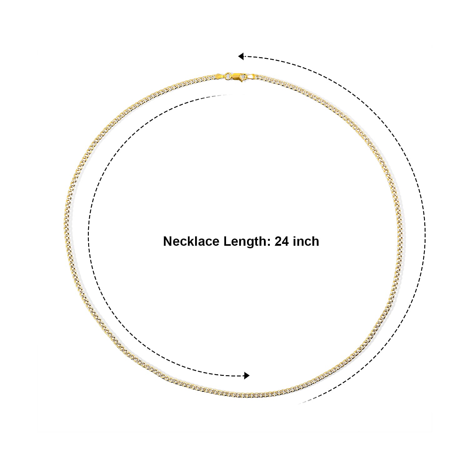 Italian Diamond-cut Cuban Chain Necklace in 14K YG and Rhodium Over Sterling Silver 6.60 Grams 24 Inches
