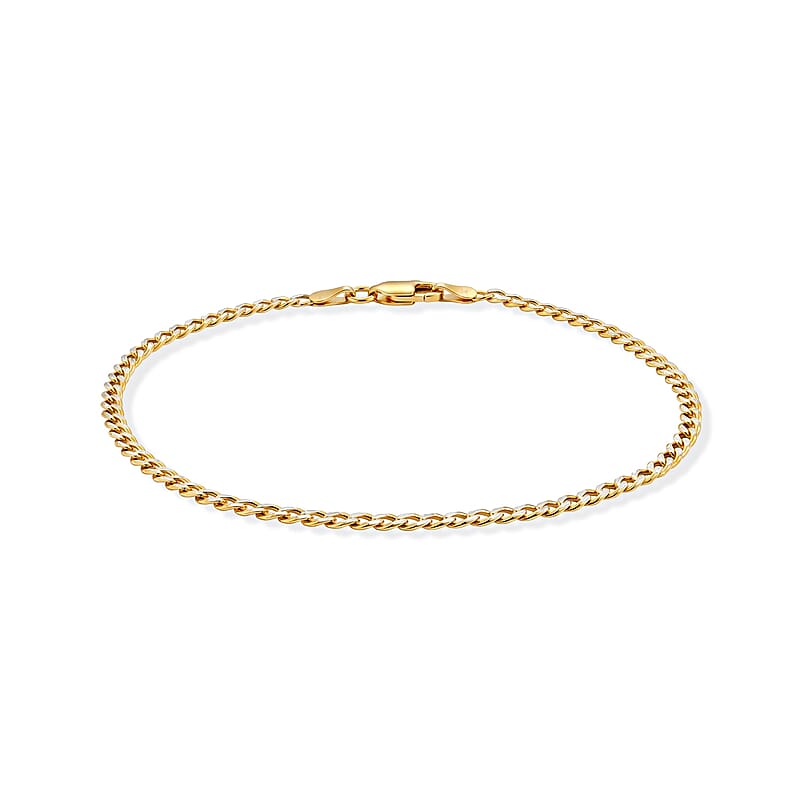 Italian Diamond-cut Cuban Bracelet in 14K YG and Rhodium Over Sterling Silver (8.00 In) 2.40 Grams
