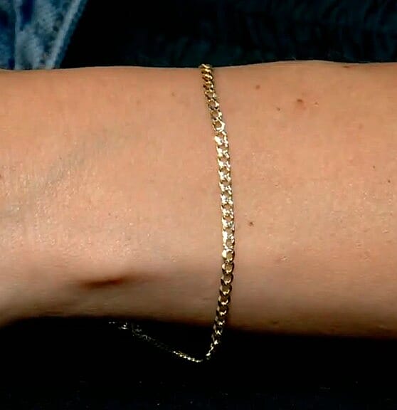 Italian Diamond-cut Cuban Bracelet in 14K YG and Rhodium Over Sterling Silver (8.00 In) 2.40 Grams