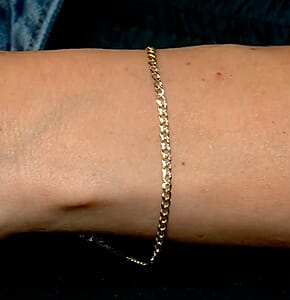 Italian Diamond-cut Cuban Bracelet in 14K YG and Rhodium Over Sterling Silver (8.00 In) 2.40 Grams