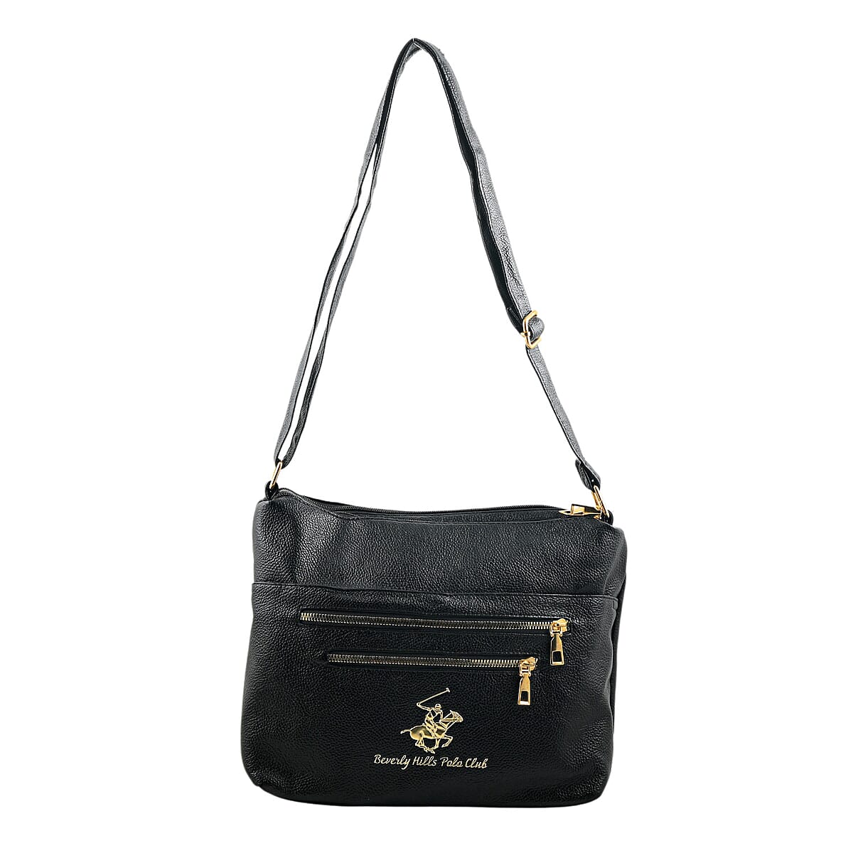 Closeout Beverly Hills Polo Club Black Faux Leather Crossbody Bag with Wallet image number 1