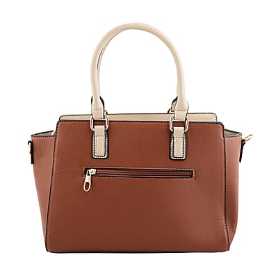 Closeout Beverly Hills Polo Club Brown Faux Leather Logo Satchel