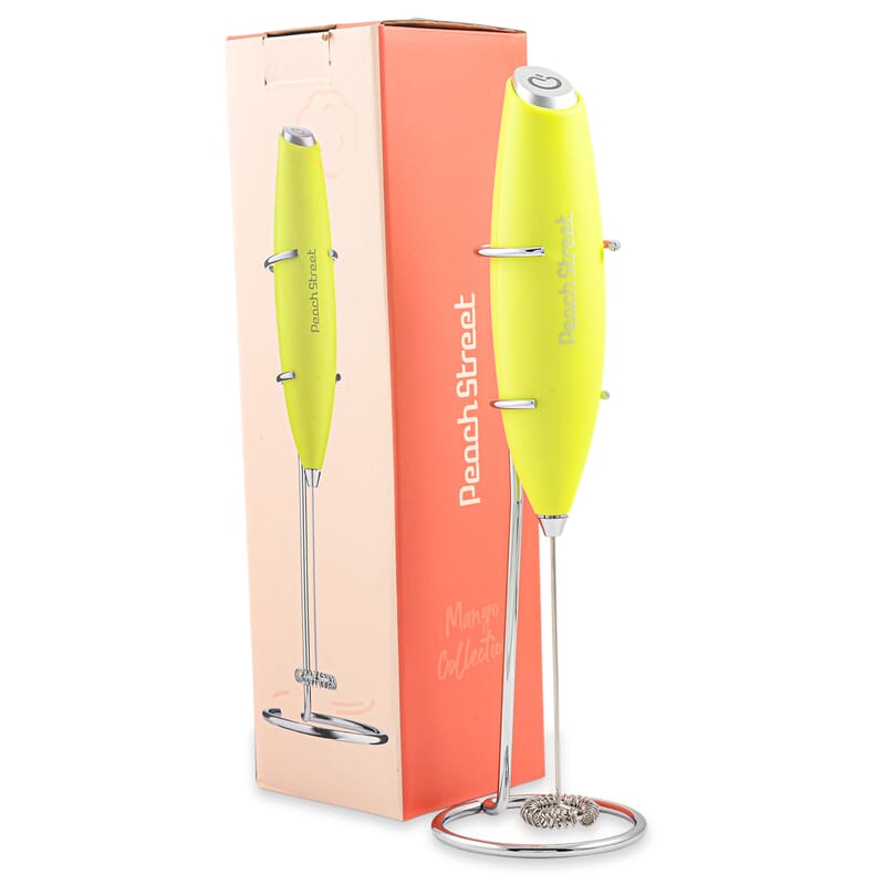 Peach Street Milk Frother with Stand in Lime Green