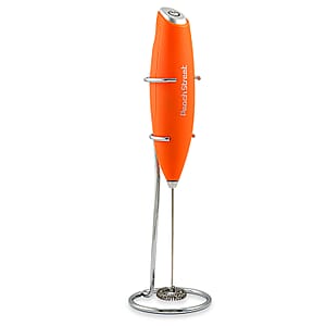 Peach Street Milk Frother with Stand in Orange