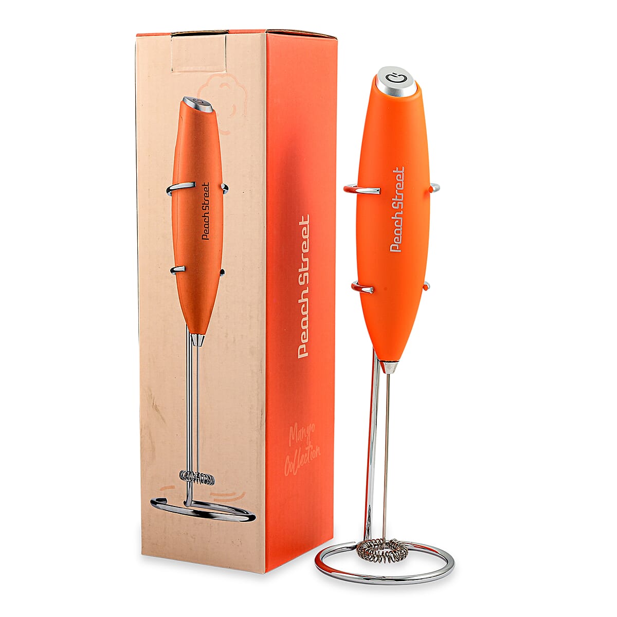 Peach Street Milk Frother with Stand in Orange image number 1