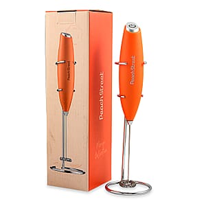 Peach Street Milk Frother with Stand in Orange