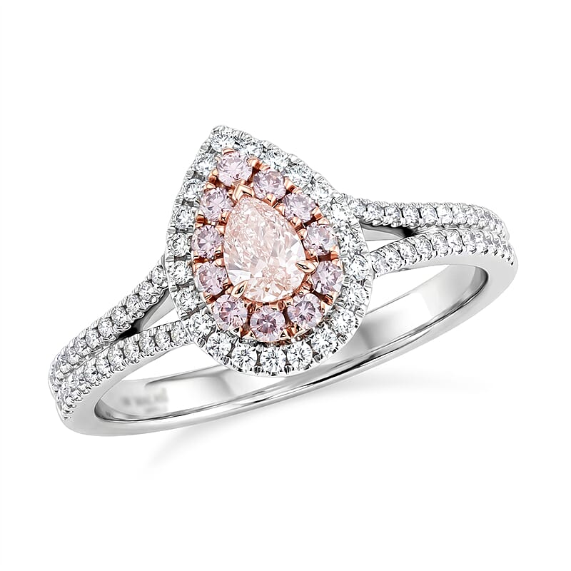 Modani Natural Pink and White Diamond VS1 0.63 ctw Ring in 14K White and Rose Gold (Size 7.0)