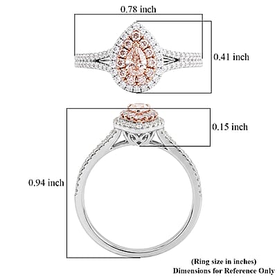 Modani Natural Pink and White Diamond VS1 0.63 ctw Ring in 14K White and Rose Gold (Size 7.0)