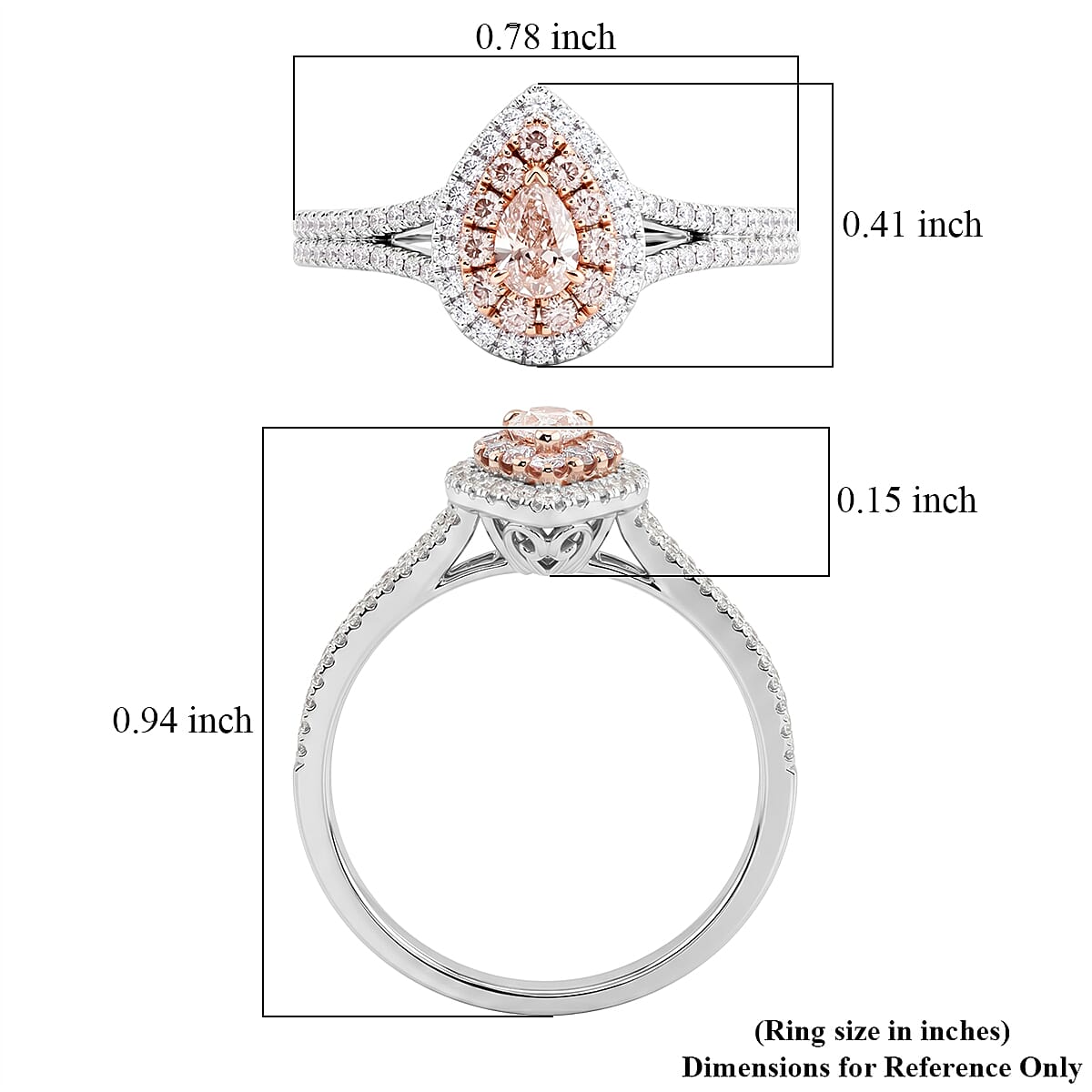 Modani Natural Pink and White Diamond VS1 0.63 ctw Ring in 14K White and Rose Gold (Size 8.0)