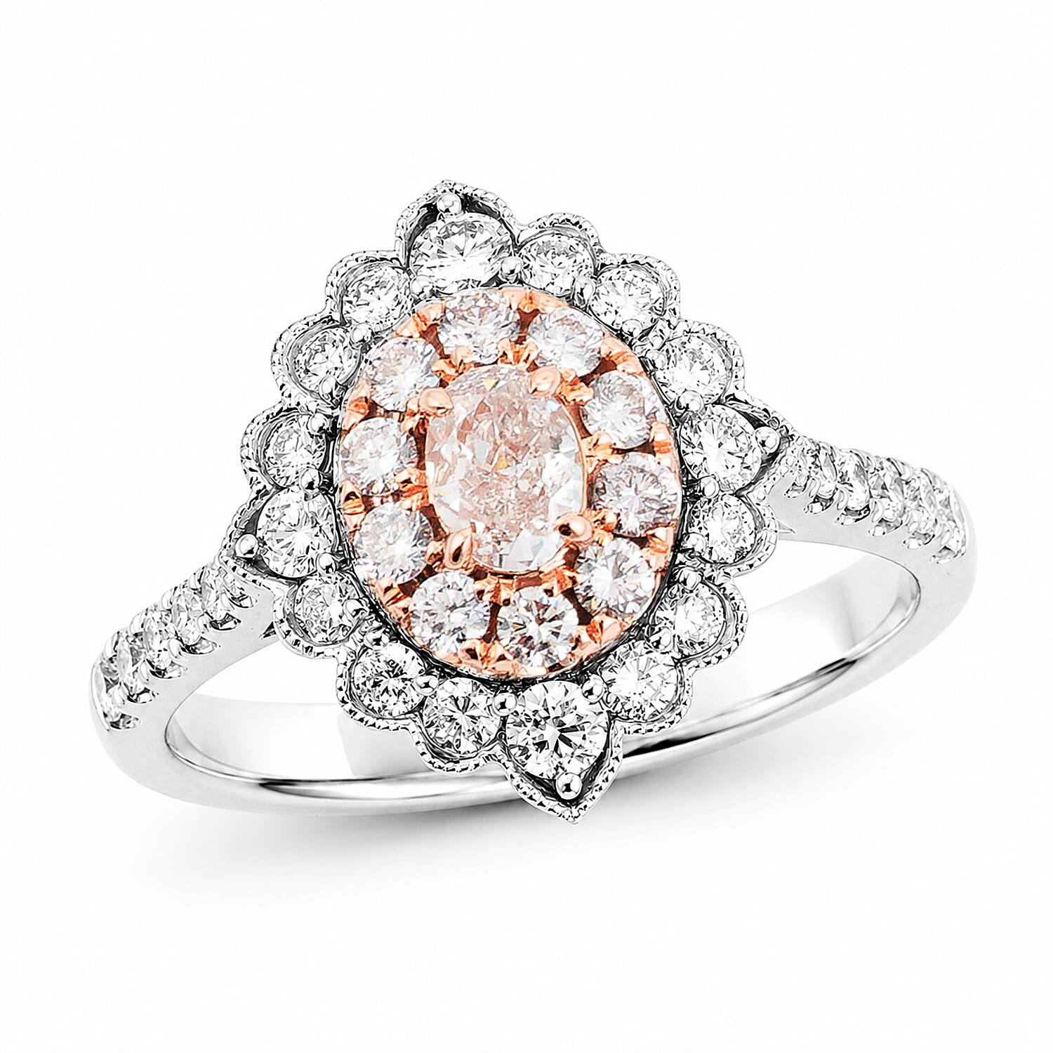 Modani Natural Pink and White Diamond VS1 1.13 ctw Ring in 14K White and Rose Gold (Size 5.0)