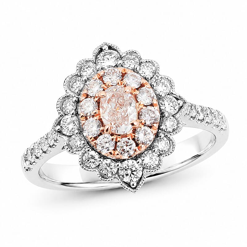 Modani Natural Pink and White Diamond VS1 1.13 ctw Ring in 14K White and Rose Gold (Size 5.0)