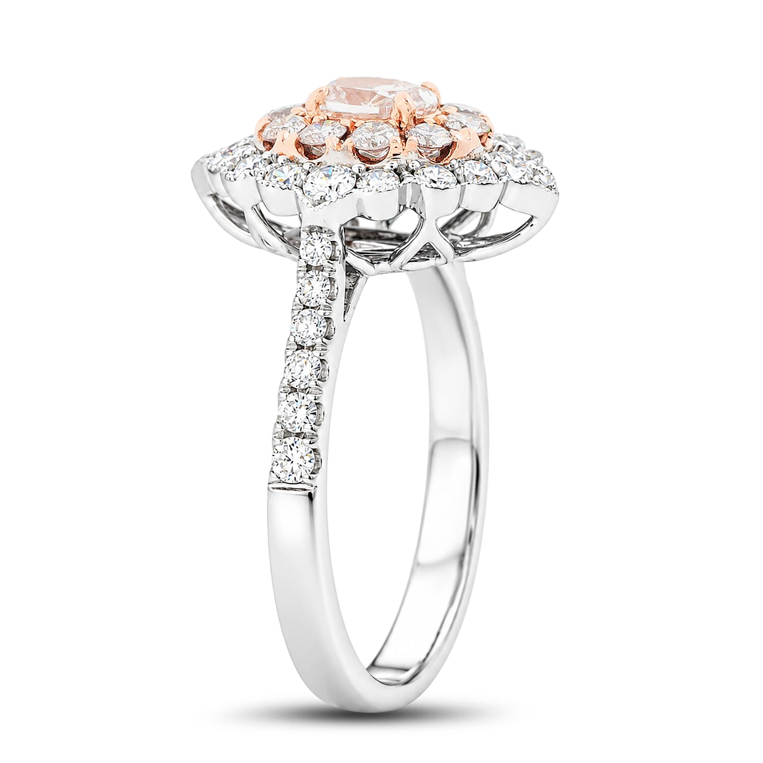Modani Natural Pink and White Diamond VS1 1.13 ctw Ring in 14K White and Rose Gold (Size 5.0)
