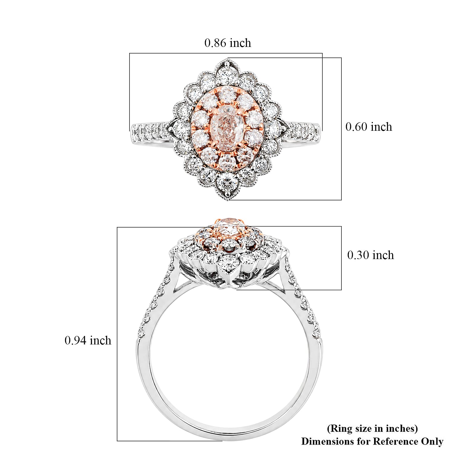 Modani Natural Pink and White Diamond VS1 1.13 ctw Ring in 14K White and Rose Gold (Size 5.0)