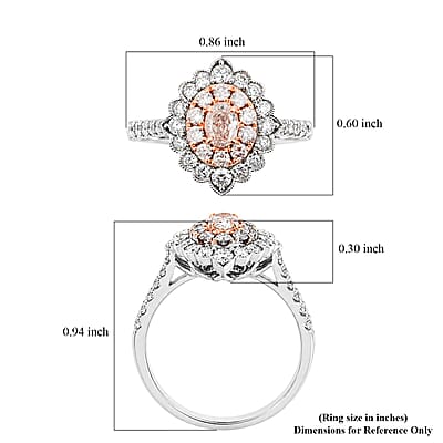 Modani Natural Pink and White Diamond VS1 1.13 ctw Ring in 14K White and Rose Gold (Size 5.0)