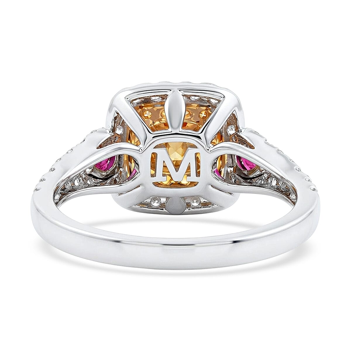 Modani Natural Yellow and White Diamond VS1, Ruby 1.37 ctw Ring in 14K White and Yellow Gold (Size 8.0)