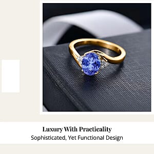 Premium Tanzanite and Diamond G-H SI 2.10 ctw Ring in 18K Yellow Gold (Size 11.5) 4.80 Grams