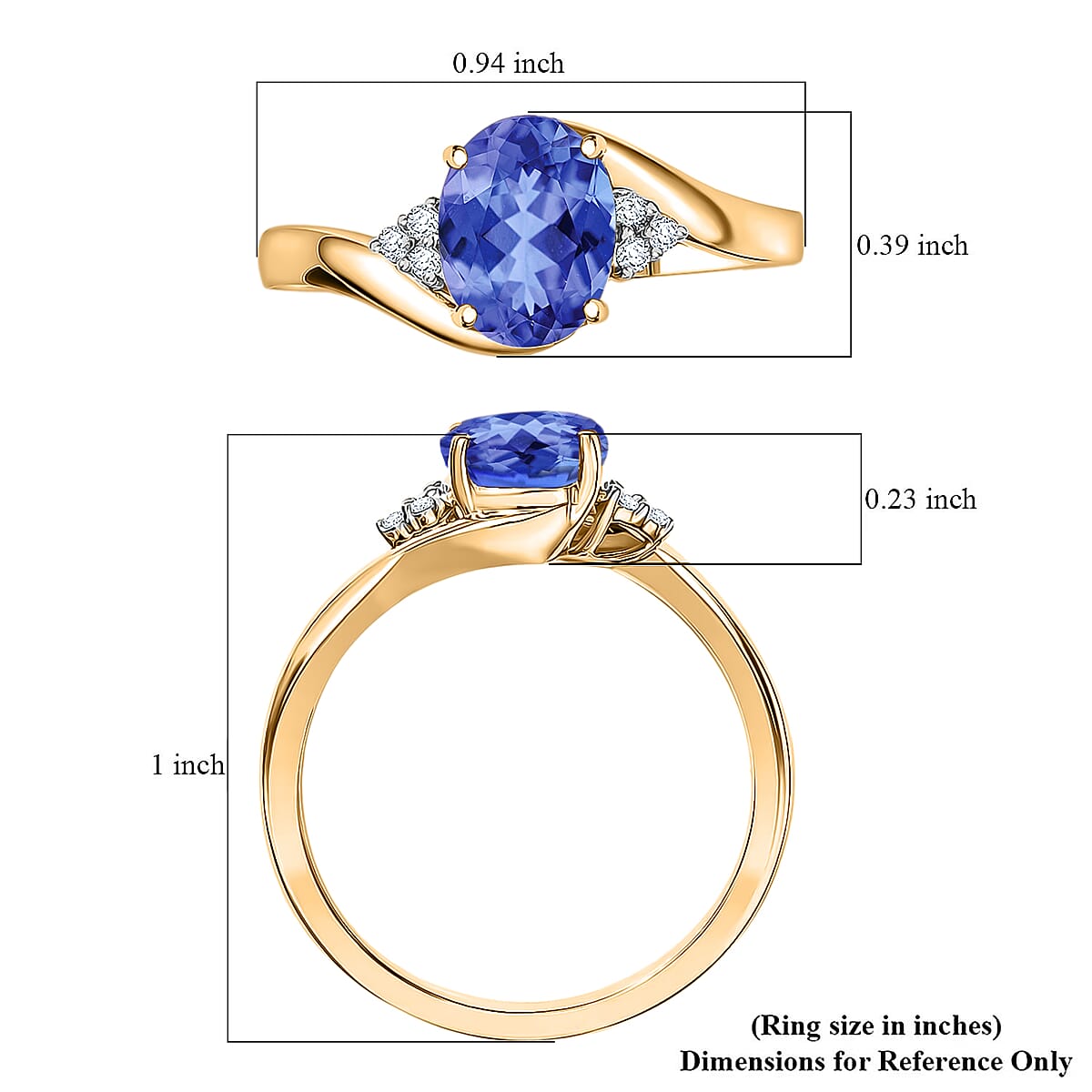 Premium Tanzanite and Diamond G-H SI 2.10 ctw Ring in 18K Yellow Gold (Size 6.0) 4.80 Grams image number 5