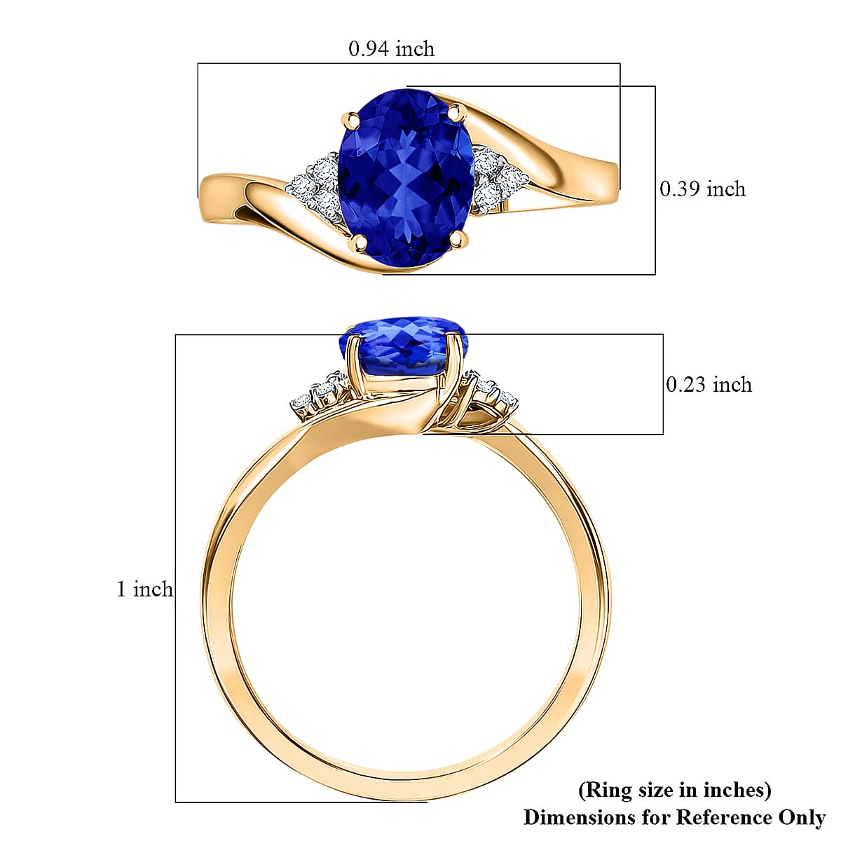 AAAA Tanzanite and Diamond G-H SI 2.10 ctw Ring in 18K Yellow Gold (Size 5.0) 4.80 Grams image number 5