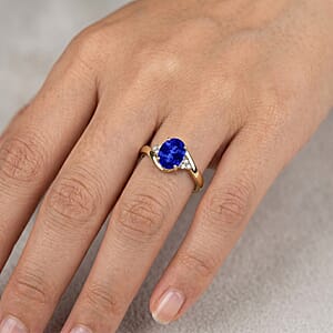 AAAA Tanzanite and Diamond G-H SI 2.10 ctw Ring in 18K Yellow Gold (Size 9.5) 4.80 Grams