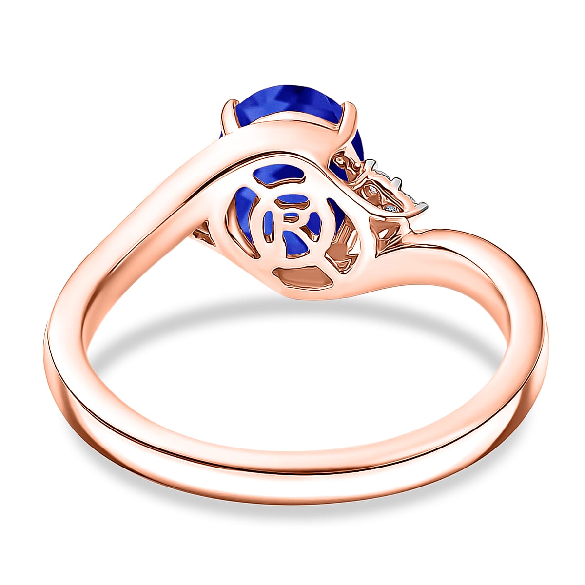 AAAA Tanzanite and Diamond I1 2.10 ctw Ring in 14K Rose Gold (Size 6.0) 4.20 Grams image number 4