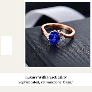 AAAA Tanzanite and Diamond I1 2.10 ctw Ring in 14K Rose Gold (Size 8.5) 4.20 Grams