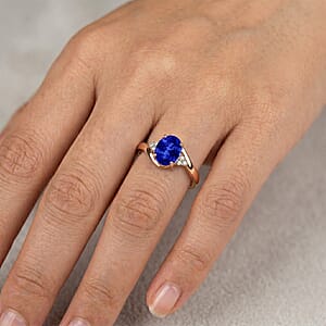 AAAA Tanzanite and Diamond I2 2.10 ctw Ring in 10K Rose Gold (Size 11.0)