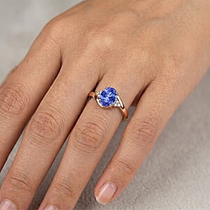 Premium Tanzanite and Diamond I2 2.10 ctw Ring in 10K Rose Gold (Size 7.0)