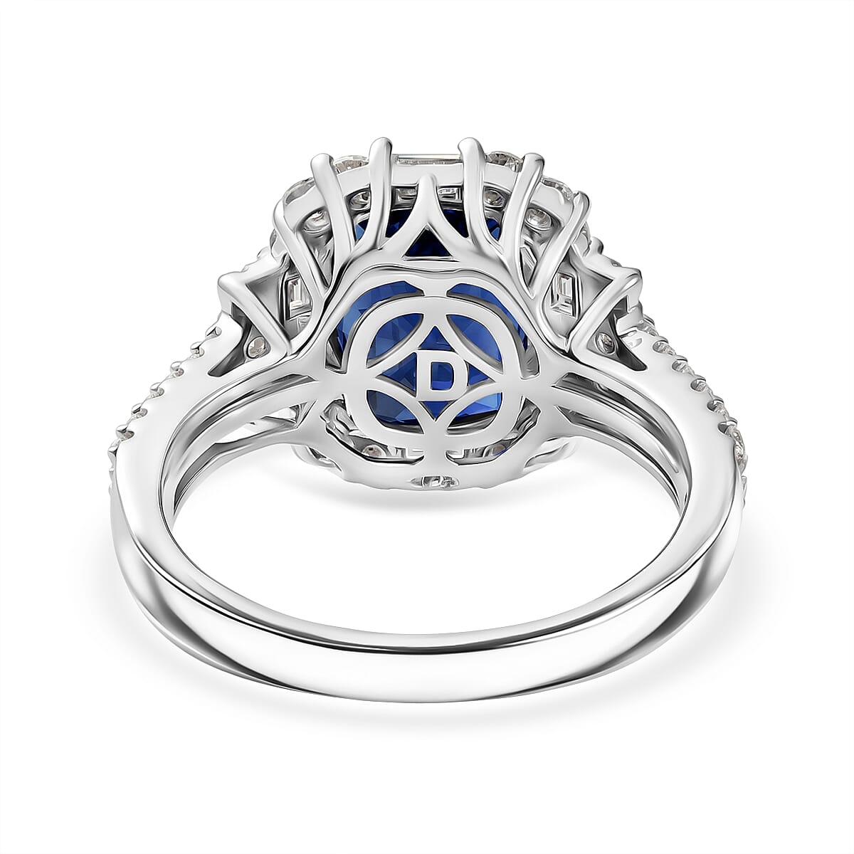 D'Joy Premium Kashmir Kyanite and Moissanite 4.70 ctw Ring in Rhodium Over Sterling Silver (Size 8.0) image number 4