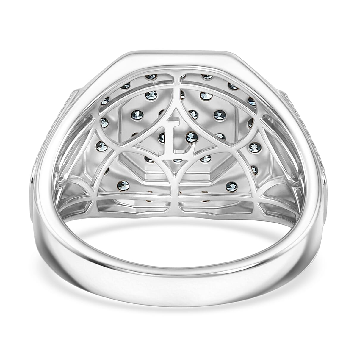 Luxuriant Lab Grown Blue Diamond SI 1.50 ctw Men's Ring in Rhodium Over Sterling Silver (Size 9.0)